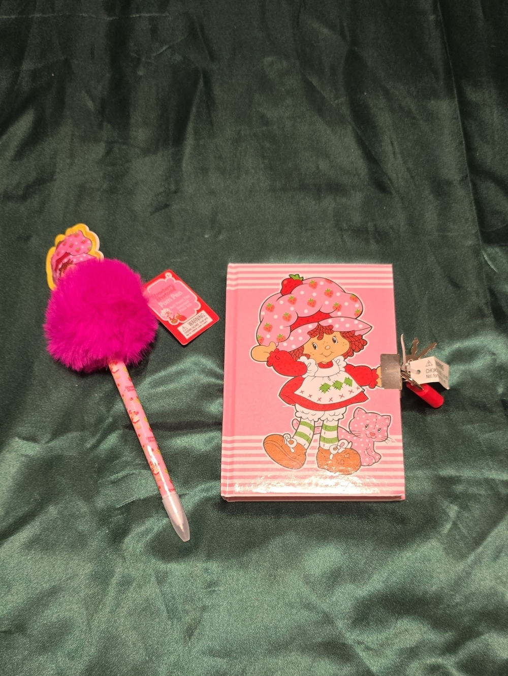 Pink Strawberry Shortcake -Themed Journal Set with Fluffy Pen